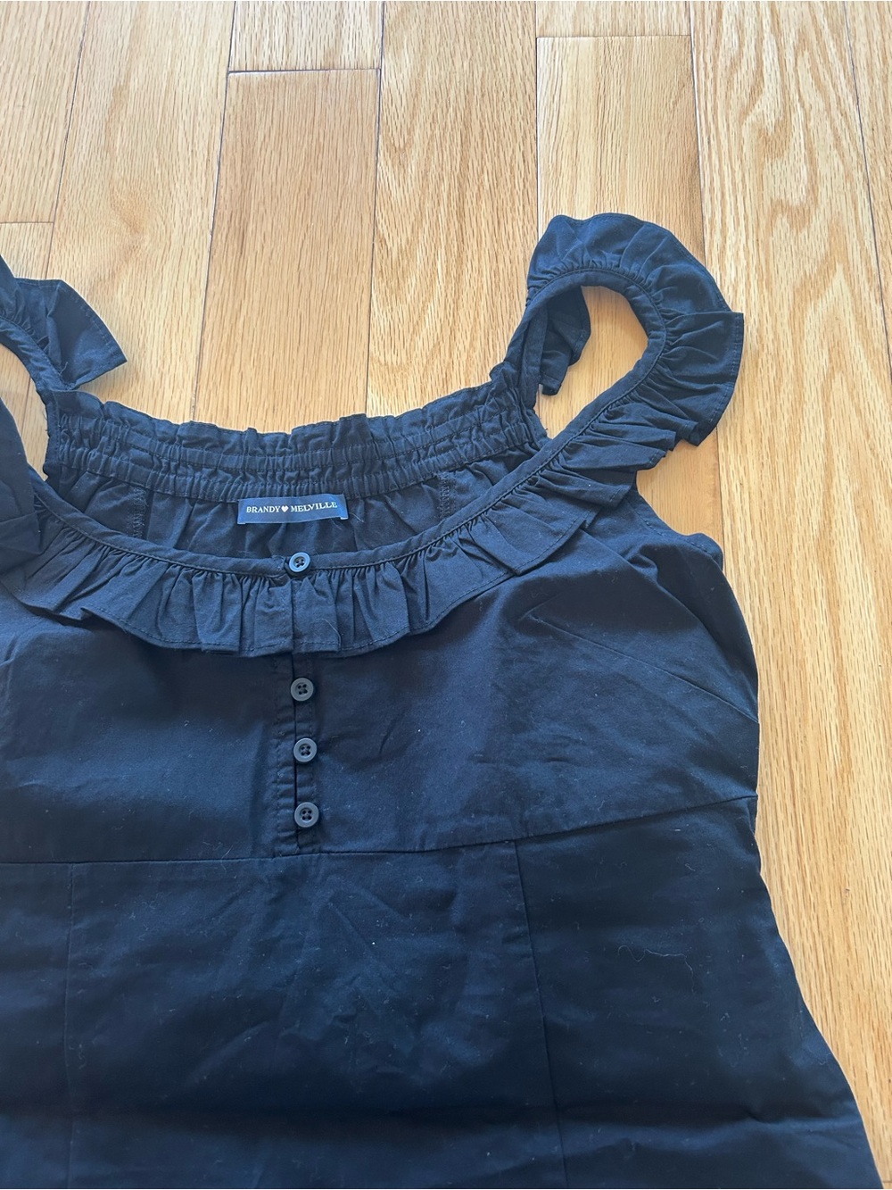 Brandy Melville Black Ruffle-Trim Sundress - Picture 2 of 2